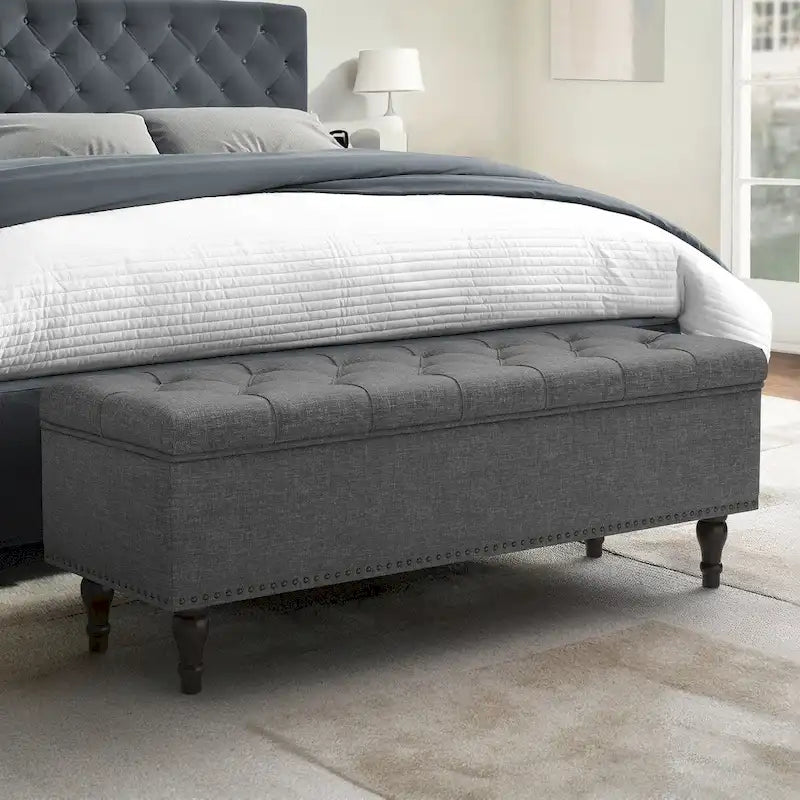 Banc de rangement capitonné, pouf rembourré avec rangement pour chambre à coucher - 50,8 L x 17,1 P x 18,3 H