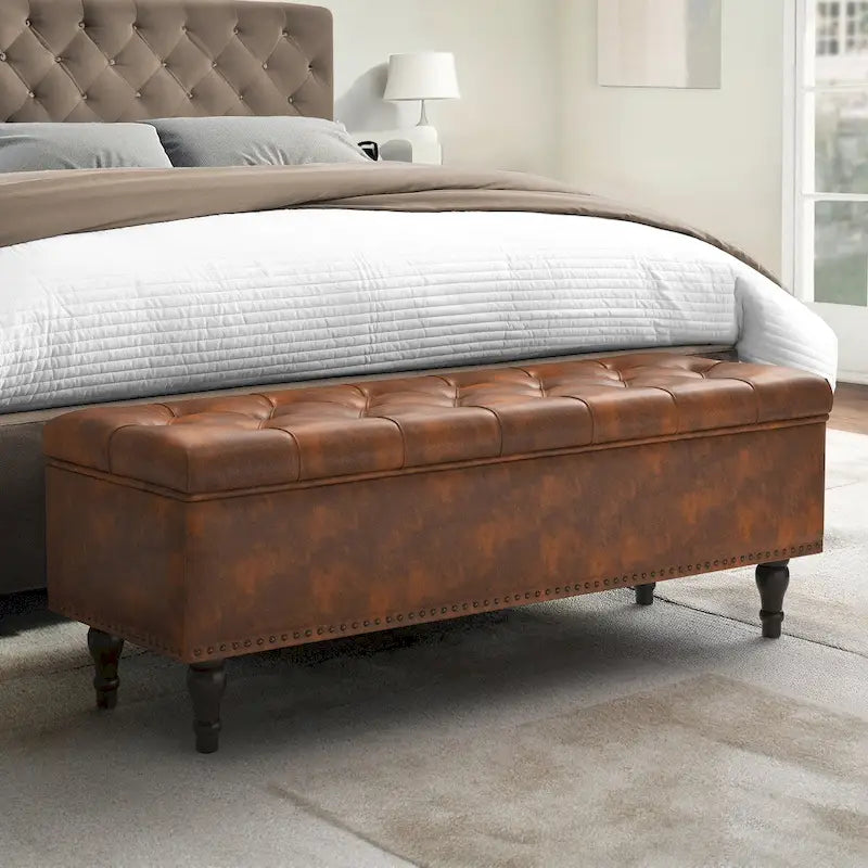 Banc de rangement capitonné, pouf rembourré avec rangement pour chambre à coucher - 50,8 L x 17,1 P x 18,3 H