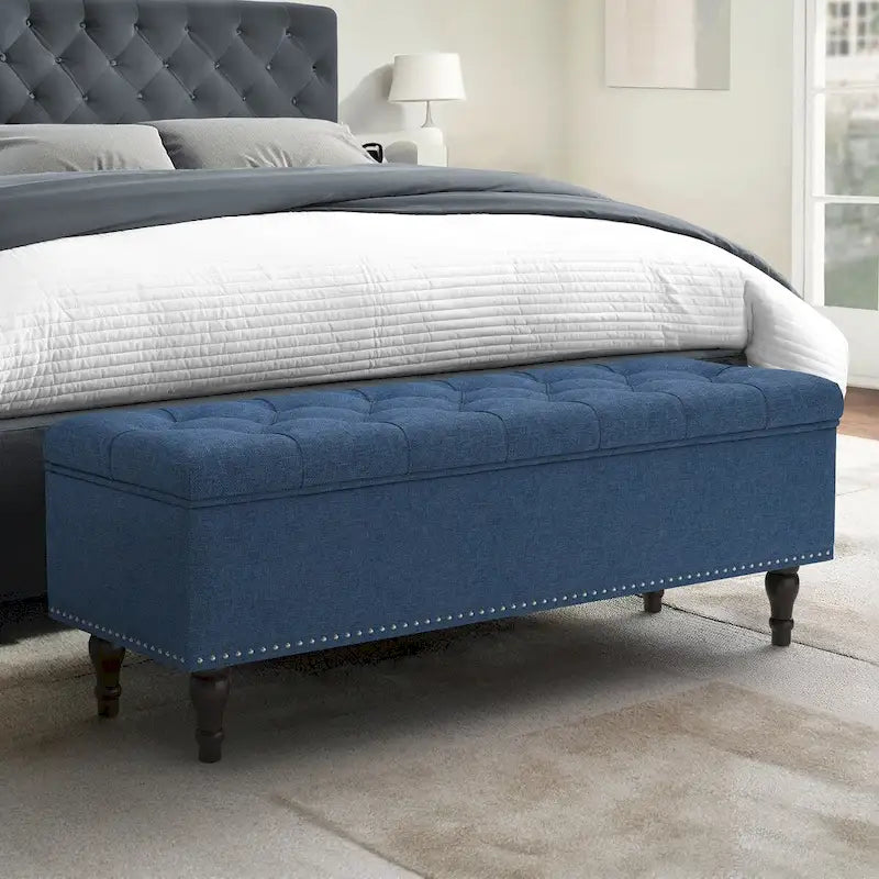 Banc de rangement capitonné, pouf rembourré avec rangement pour chambre à coucher - 50,8 L x 17,1 P x 18,3 H
