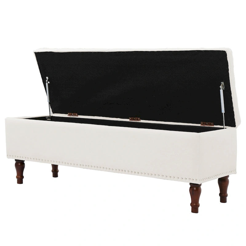 Banc de rangement capitonné, pouf rembourré avec rangement pour chambre à coucher - 50,8 L x 17,1 P x 18,3 H