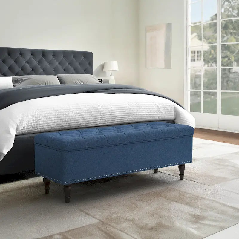 Banc de rangement capitonné, pouf rembourré avec rangement pour chambre à coucher - 50,8 L x 17,1 P x 18,3 H