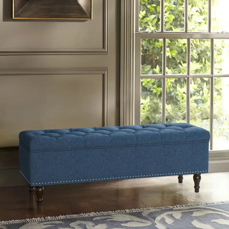 Banc de rangement capitonné, pouf rembourré avec rangement pour chambre à coucher - 50,8 L x 17,1 P x 18,3 H