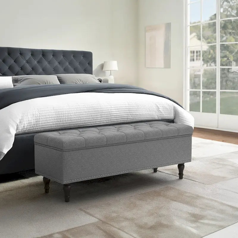 Banc de rangement capitonné, pouf rembourré avec rangement pour chambre à coucher - 50,8 L x 17,1 P x 18,3 H