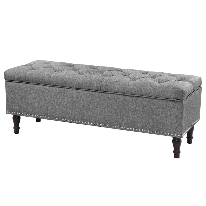 Banc de rangement capitonné, pouf rembourré avec rangement pour chambre à coucher - 50,8 L x 17,1 P x 18,3 H
