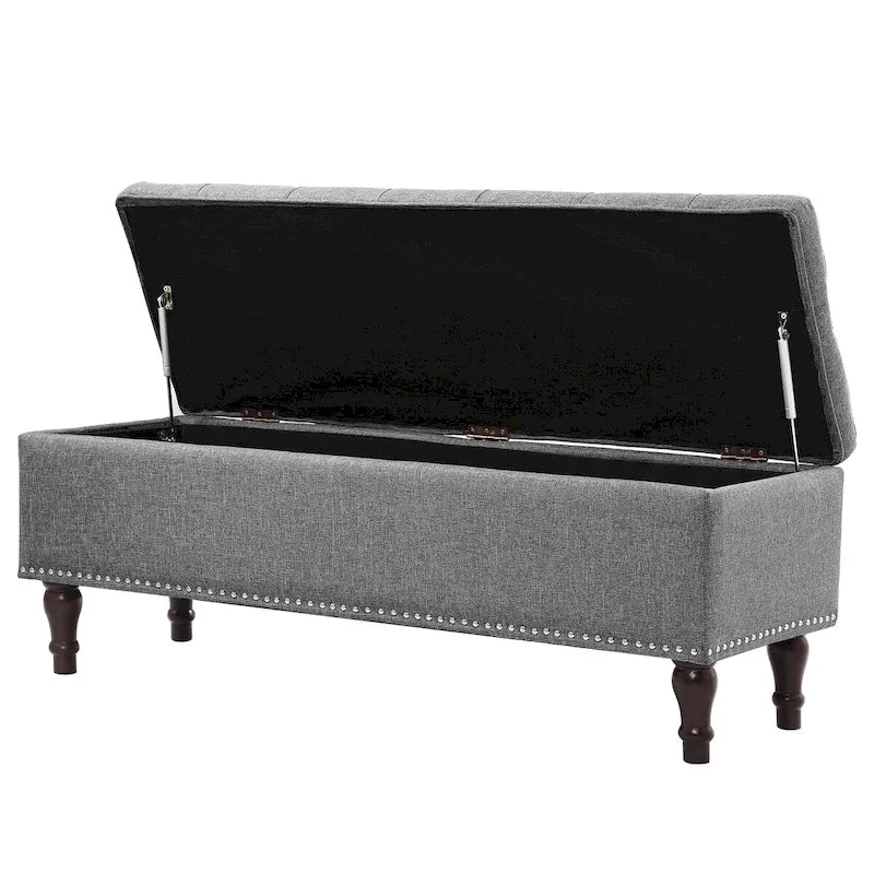 Banc de rangement capitonné, pouf rembourré avec rangement pour chambre à coucher - 50,8 L x 17,1 P x 18,3 H
