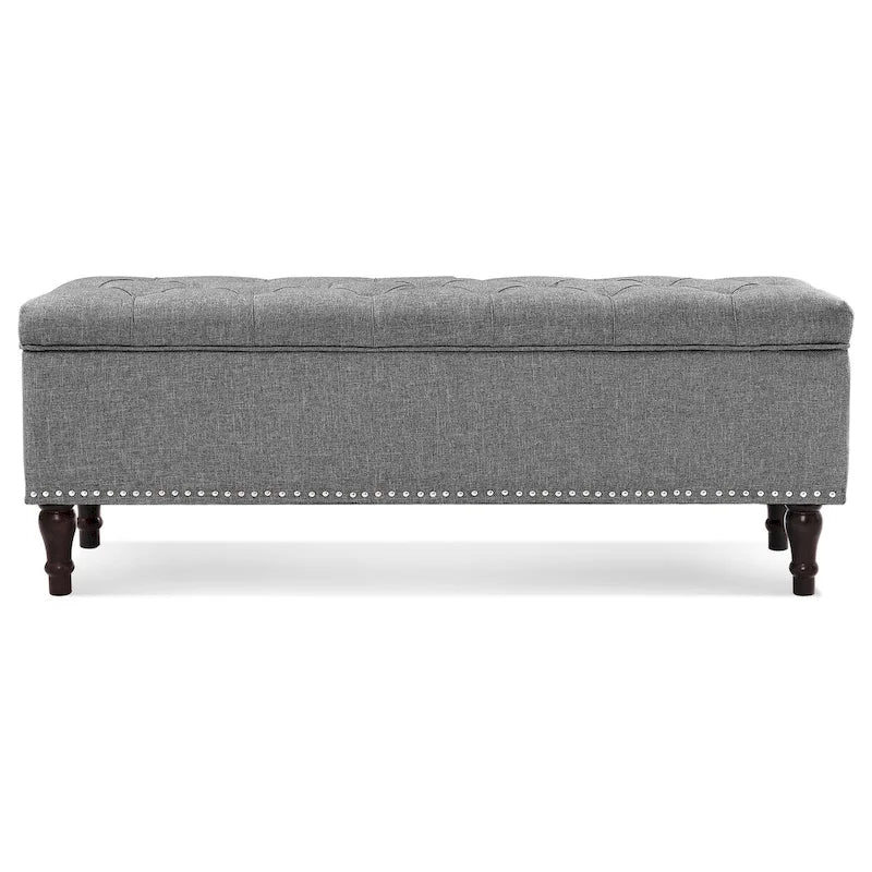 Banc de rangement capitonné, pouf rembourré avec rangement pour chambre à coucher - 50,8 L x 17,1 P x 18,3 H