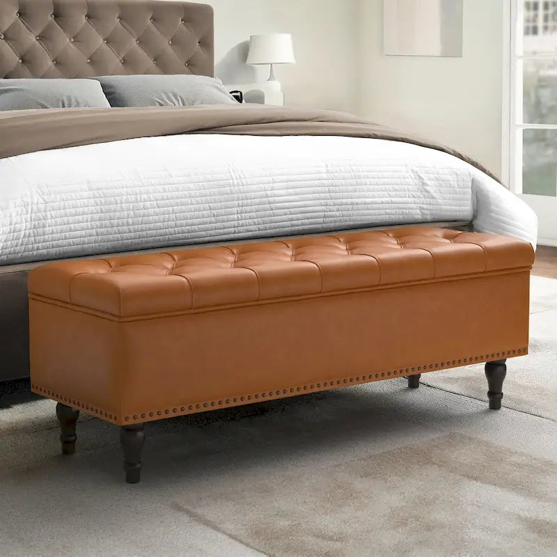 Banc de rangement capitonné, pouf rembourré avec rangement pour chambre à coucher - 50,8 L x 17,1 P x 18,3 H