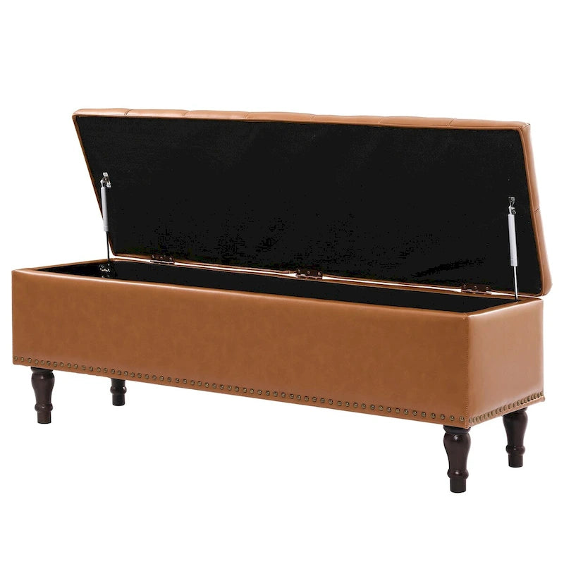Banc de rangement capitonné, pouf rembourré avec rangement pour chambre à coucher - 50,8 L x 17,1 P x 18,3 H