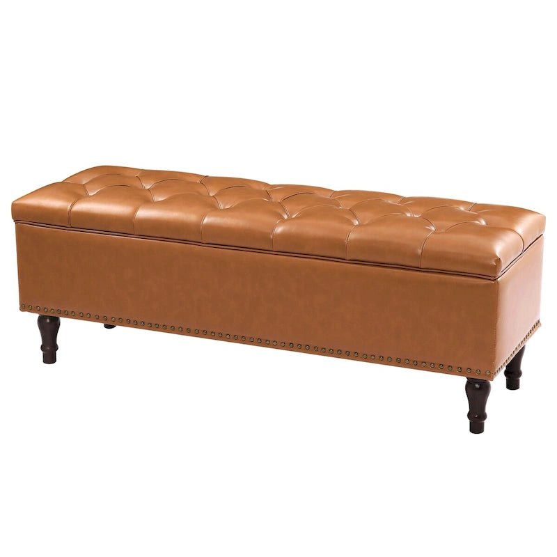 Banc de rangement capitonné, pouf rembourré avec rangement pour chambre à coucher - 50,8 L x 17,1 P x 18,3 H