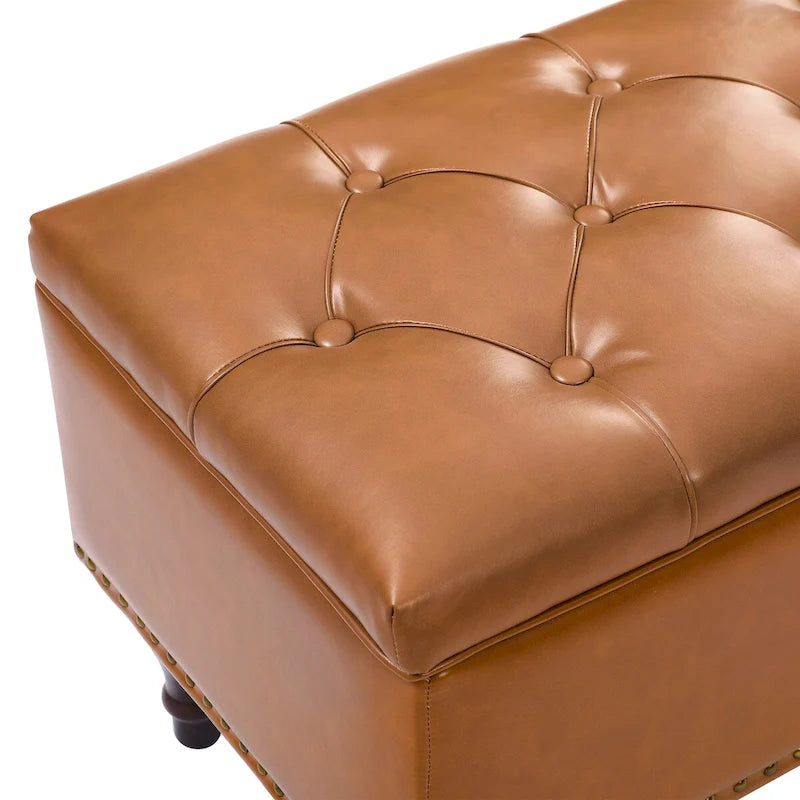 Banc de rangement capitonné, pouf rembourré avec rangement pour chambre à coucher - 50,8 L x 17,1 P x 18,3 H