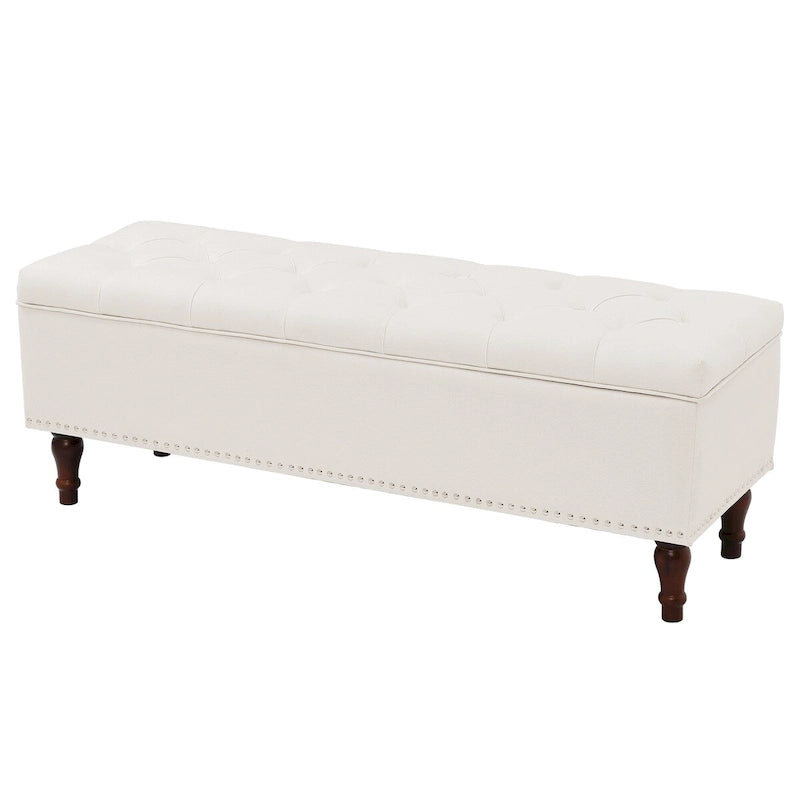Banc de rangement capitonné, pouf rembourré avec rangement pour chambre à coucher - 50,8 L x 17,1 P x 18,3 H