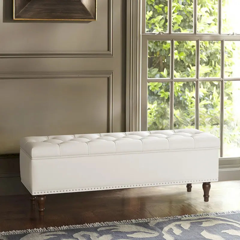 Banc de rangement capitonné, pouf rembourré avec rangement pour chambre à coucher - 50,8 L x 17,1 P x 18,3 H