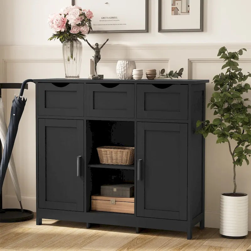 Meuble de rangement en bois avec tiroirs et étagères, Meuble d'appoint pour salon, chambre à coucher
