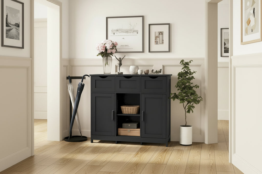 Wooden Floor Cabinet,with Drawers and Shelves Storage Cabinets,Accent Cabinet for Living Room,Bedroom
