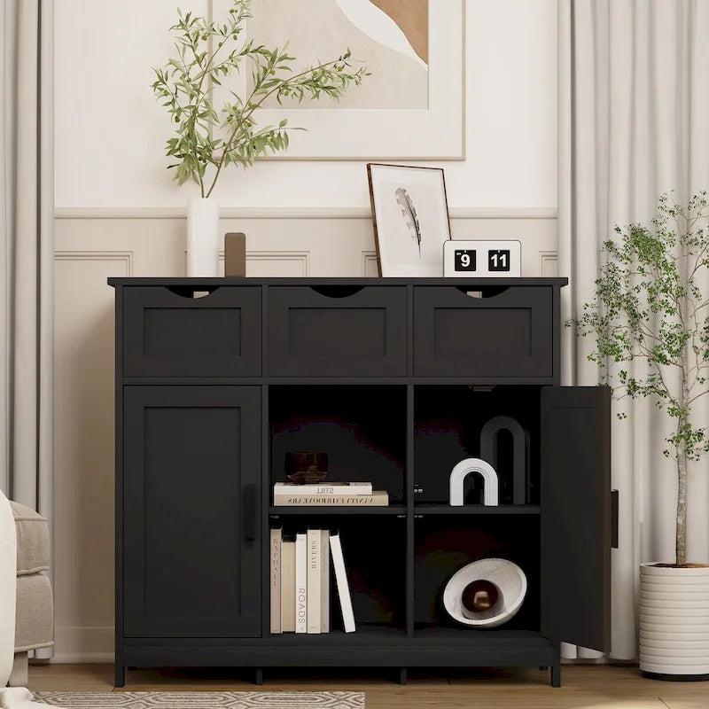Meuble de rangement en bois avec tiroirs et étagères, Meuble d'appoint pour salon, chambre à coucher