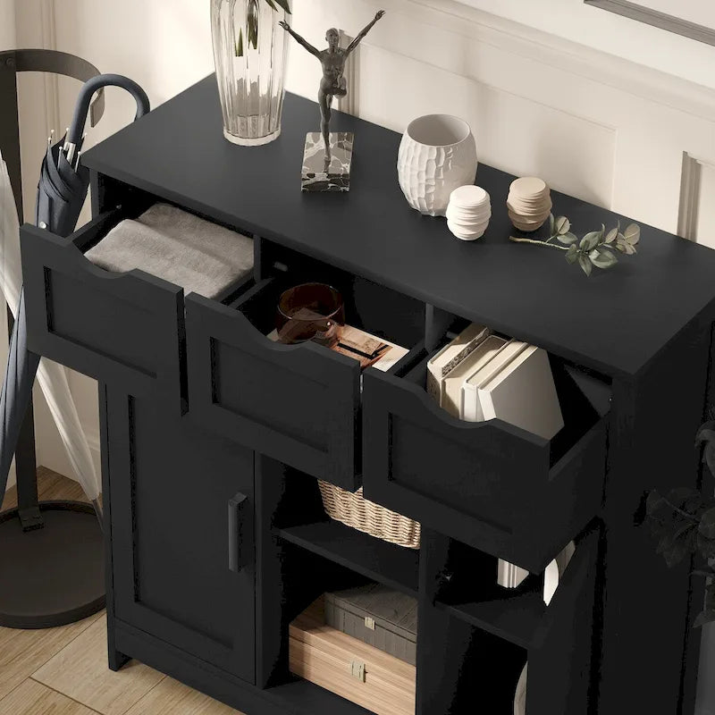 Meuble de rangement en bois avec tiroirs et étagères, Meuble d'appoint pour salon, chambre à coucher