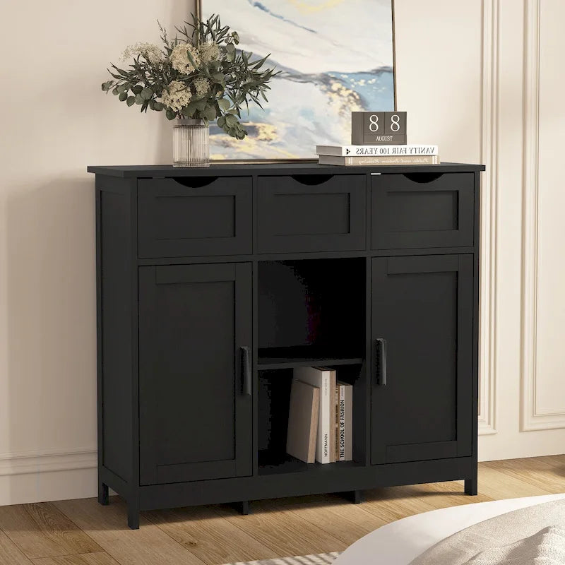 Meuble de rangement en bois avec tiroirs et étagères, Meuble d'appoint pour salon, chambre à coucher