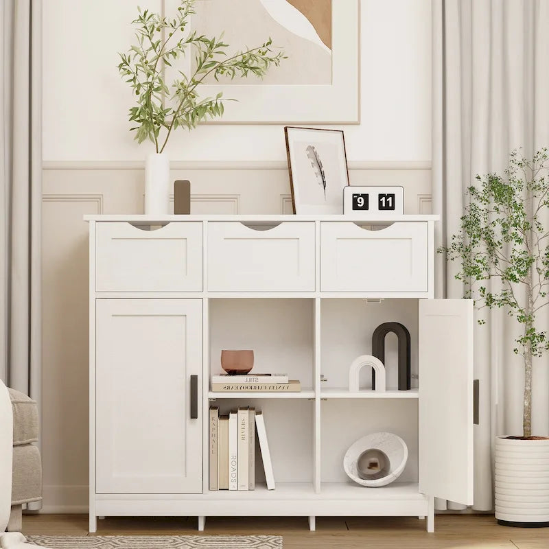 Meuble de rangement en bois avec tiroirs et étagères, Meuble d'appoint pour salon, chambre à coucher