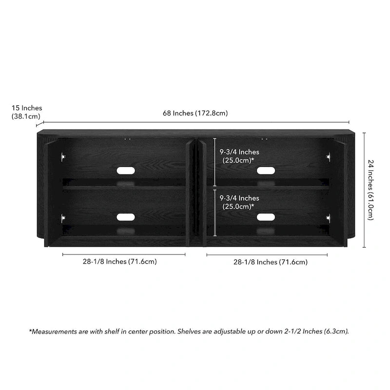 Meuble TV rectangulaire pour téléviseurs jusqu'à 75 po - 68 po de large