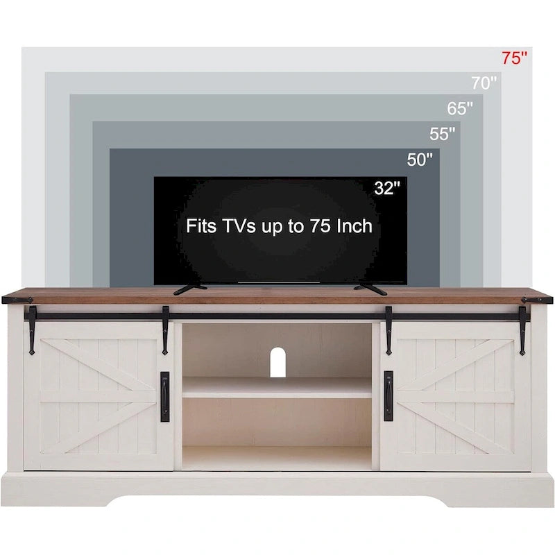 Meuble TV en bois de ferme, centre de divertissement rustique, meuble console