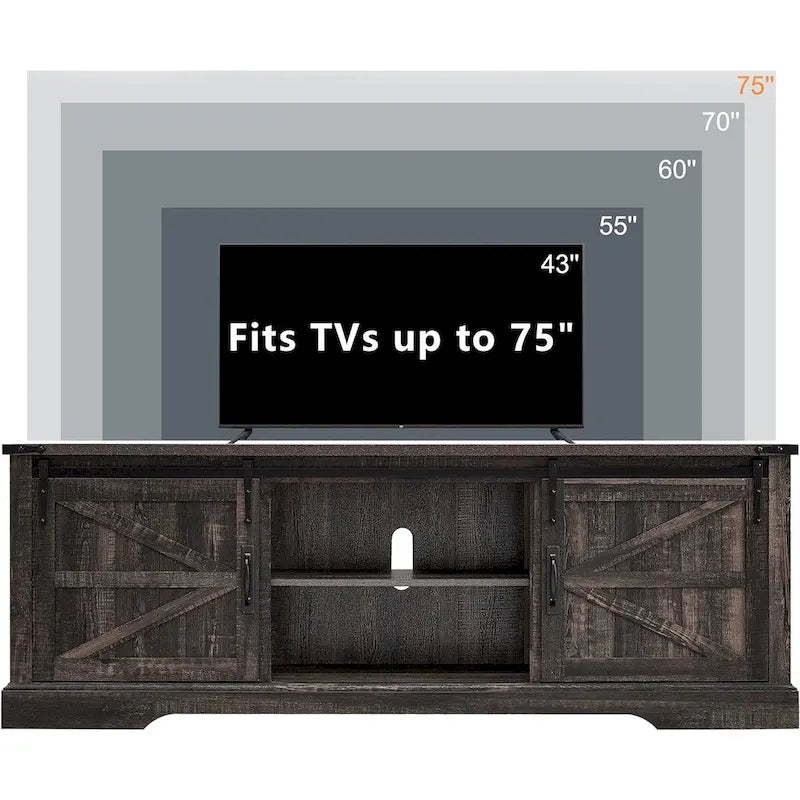 Meuble TV en bois de ferme, centre de divertissement rustique, meuble console