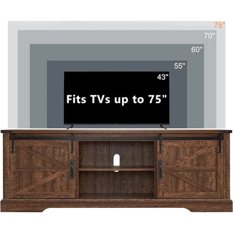 Meuble TV en bois de ferme, centre de divertissement rustique, meuble console