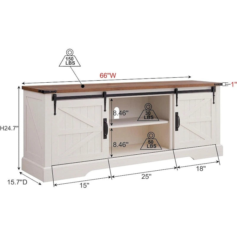 Meuble TV en bois de ferme, centre de divertissement rustique, meuble console