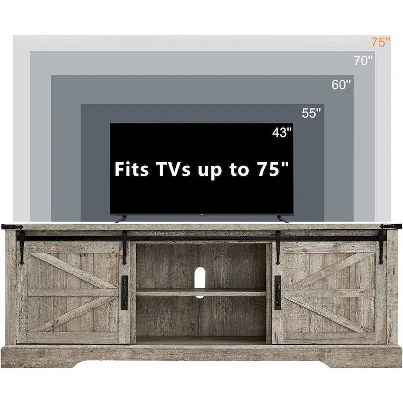 Meuble TV en bois de ferme, centre de divertissement rustique, meuble console