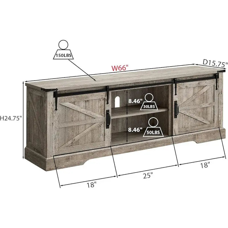 Meuble TV en bois de ferme, centre de divertissement rustique, meuble console
